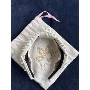 La Bella Headband White Beaded stud studded Embellished Knotted Neoprene